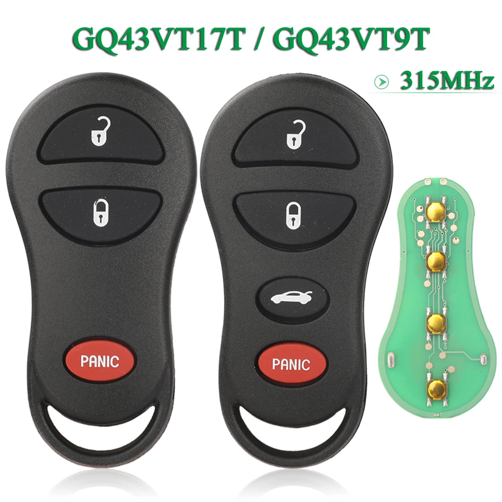 

jingyuqin 3/4 Buttons GQ43VT9T GQ43VT17T Car Remote Key 315Mhz For Dodge Durango Jeep Chrysler Concorde 300M 2001 2002 2003 2004