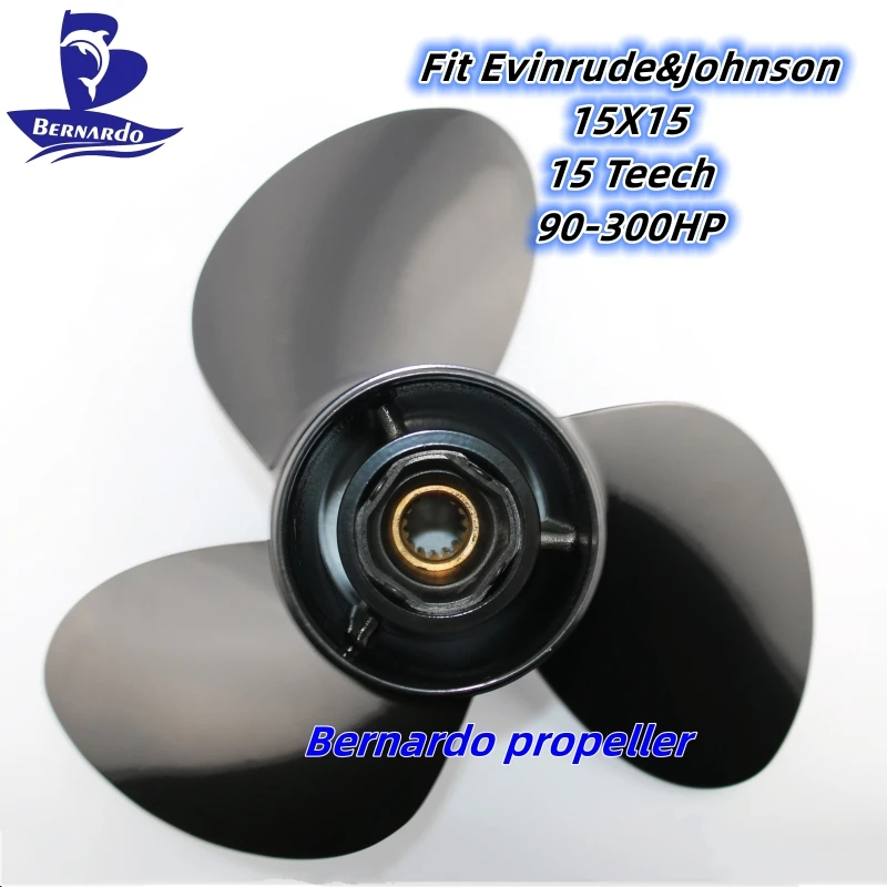 Bernardo Propeller 15X15 Fit Evinrude&Johnson Outboard Engine 90 100 115 130 140 300HP Aluminum Screw 3 Blade 15 Tooth Spline RH