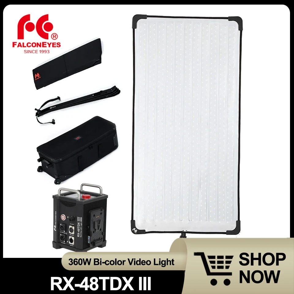 

Falcon Eyes RX-48TDX III 360W 3000K-5600K Bi-color LED Video Light with 9 Different Scene Effects for Photography Studio