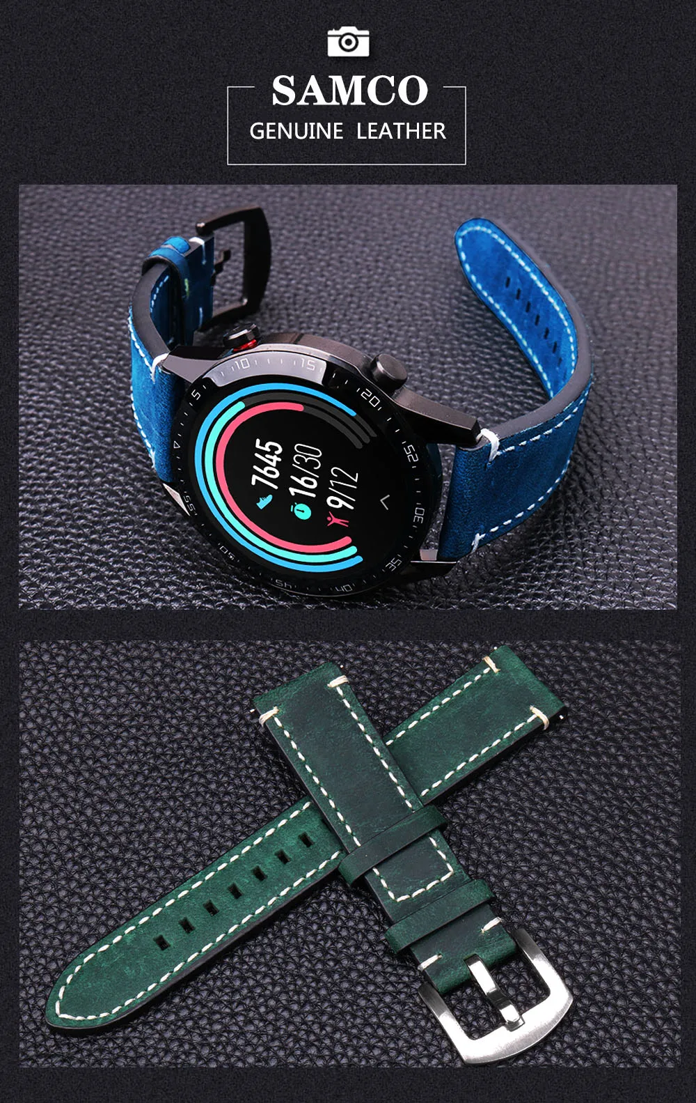 e mulheres, Samsung Galaxy, Garmin, pulseiras Huawei, pulseira de couro, 22mm, 20mm