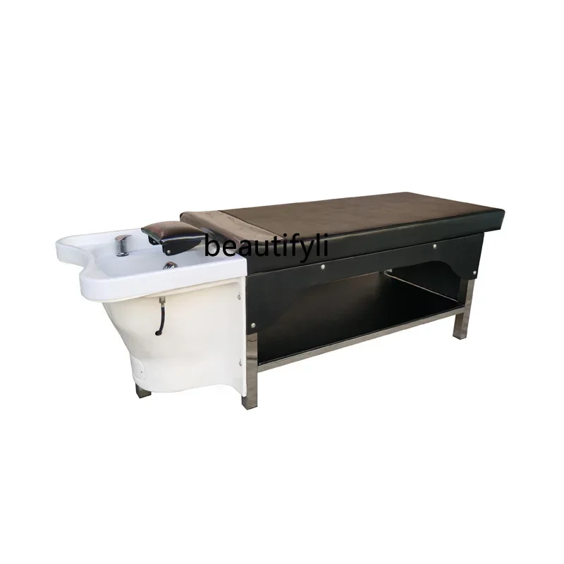 

Shampoo Chair for Hair Salon Thai Flushing Bed Hair Salon Acrylic FRP Stainless Steel Shelf