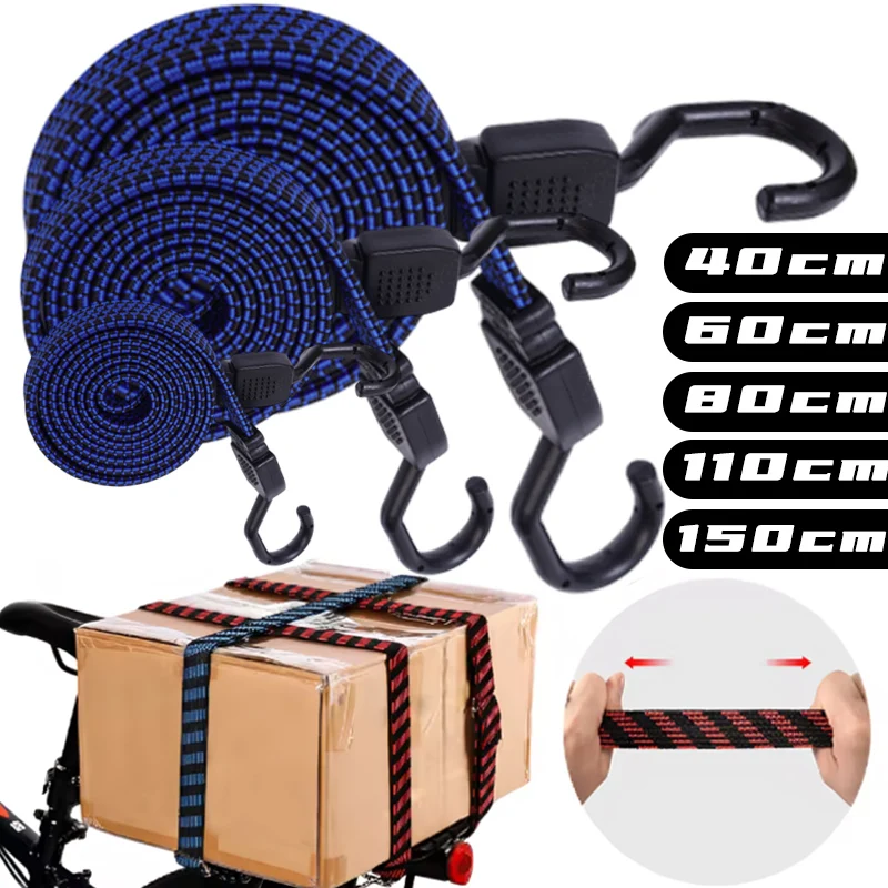 Bungee Straps Luggage Strap Elastic Binding Rope Elastic Bungees Cords with Hook Heavy Duty Luggage Bungee Strap Anti Slip Flat Elasticity Rope for Motorcycle Bicycles Movin