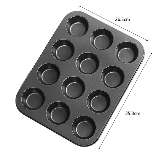 Steel Muffin Pan For 12 Large Muffins, Non-Stick, 35 X 26.5 Cm, Cupcake Pan,  Brownie Pan, Cake Pan, Baking Pan, Silver 