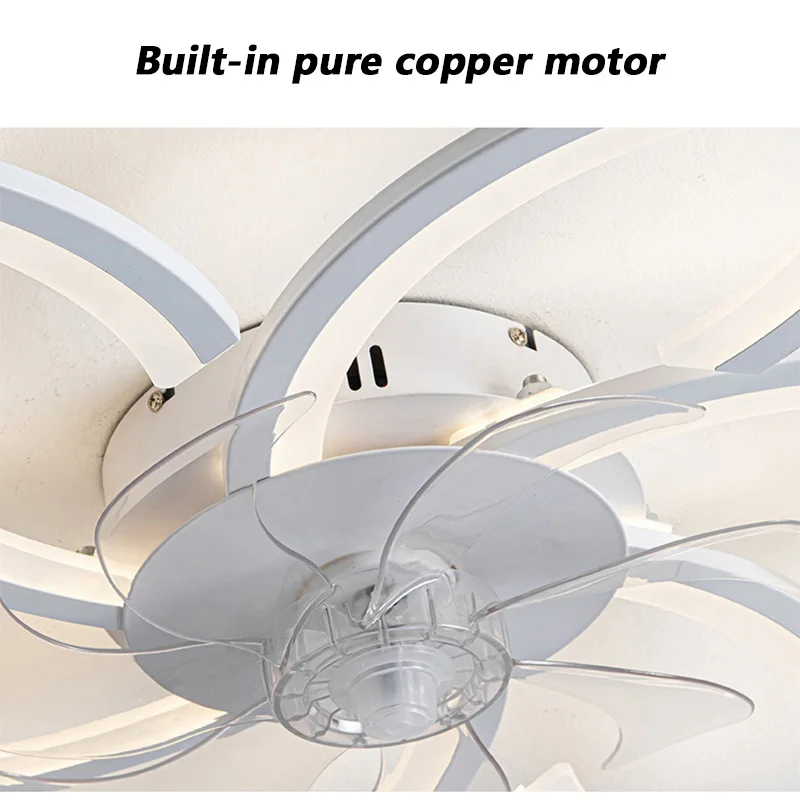 Modern Simple Petal Shape Ceiling Fan Lamp APP Intelligent Timing with Inverter Remote Control Indoor Living Room LED Lights