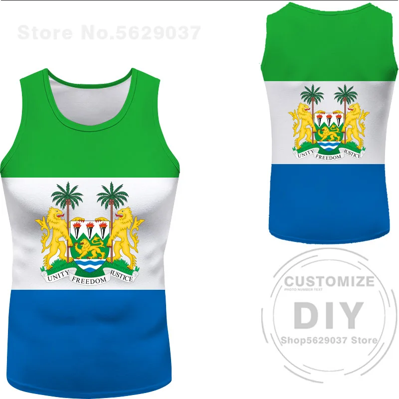 Sierra Leone Vest Diy Free Sle Tank Top Nation Flag Sl Republic Leonean Country College Print Photo Sleeveless T-shirt