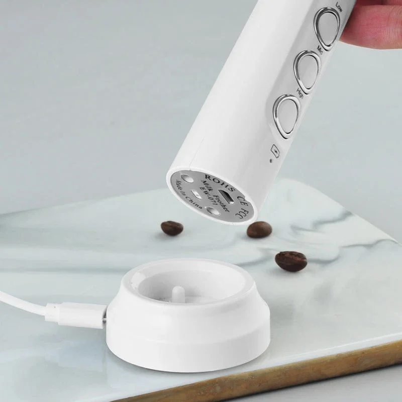 Rechargeable Electric Milk Frother Blender 3 In 1 Handheld Foamer - High Speeds Drink Mixer For Coffee Cappuccino Egg Stirring 2