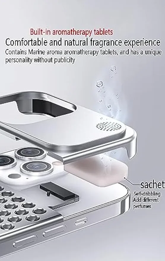 Aromatherapy Phone Case Anti-Scratch Protective Cover Cases Aviation Metal Cooling Simple Shell for iPhone 14 13 12 15 Pro Max