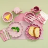 Color Kids Silicone Baby Feeding Set Cartoon Lion Shape Dishes Plate Sucker Spoon Fork Portable Bib Cup Placemat Baby Dinner Set 1