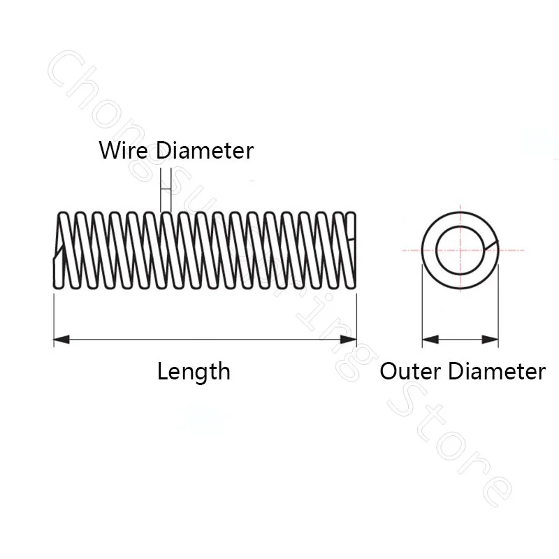 Compression Spring 305mm 65 Mn Manganese Steel Pressure Spring Wire Dia 0.3 0.4 0.5 0.6 0.7 0.8mm-2mm Outer Dia 3mm-28mm compression spring