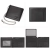 KAVIS 100% Genuine Leather Short Purse Business RFID Protect Credit Card Holder Clutch For Men With Anti-theft Chain Wallet 5