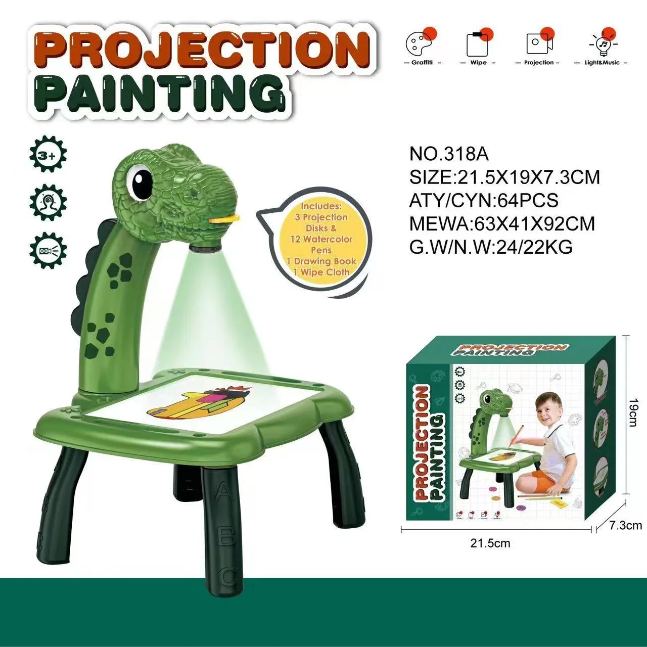Children's Projection Painting Game Table Sanrio Unicorn Dinosaur Multifunctional Graffiti Drawing Board Game Table Puzzle Toy 4