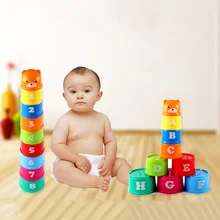 

Baby Early Education Puzzle Pyramid Tower Cup Children's Educational Toys Number and Letter Stacked High Set of Bowl Jenga Toys
