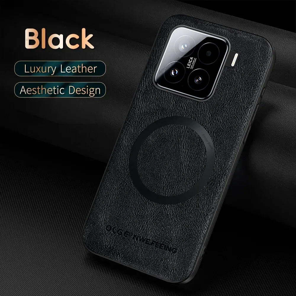 Luxury Leather Magnetic Phone Case with Magsafe Cover