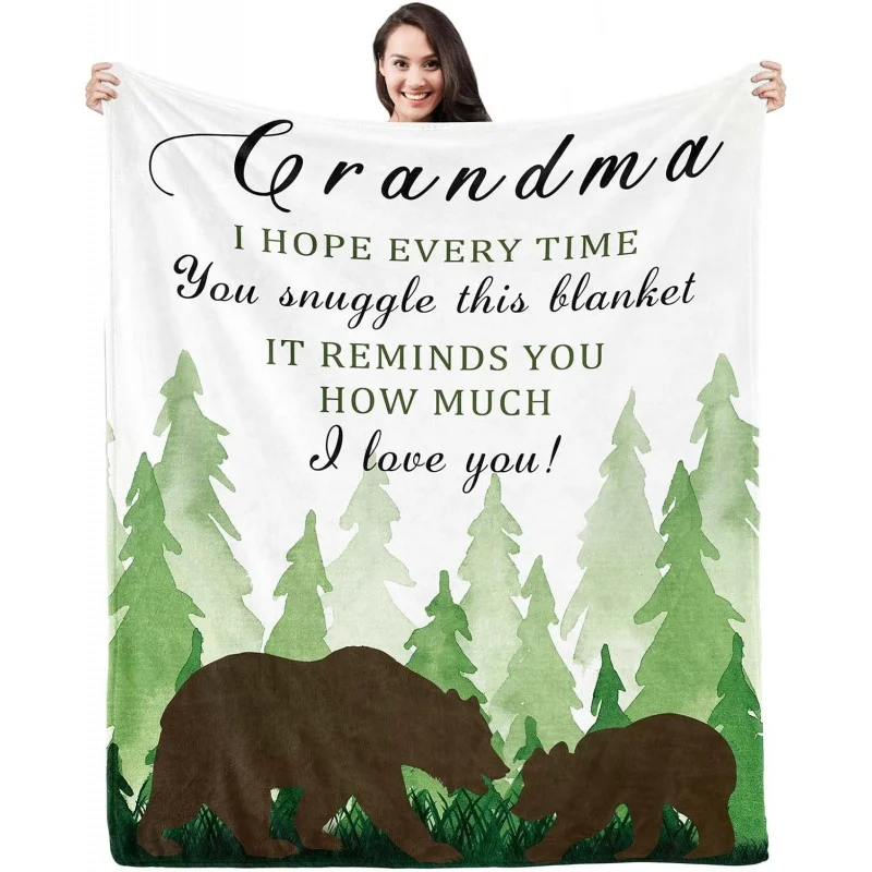 

Customized Super Soft Cozy Flannel Flannel Throw Blanket, Great Grandma Gift Ideas for Birthday Mothers Day from Granddaughter