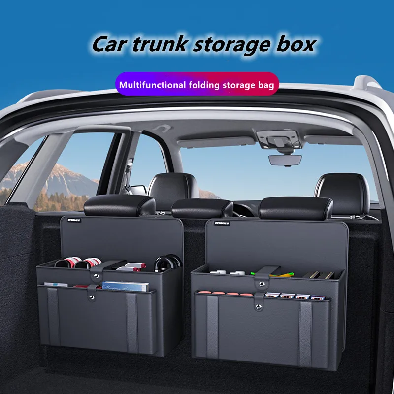 

Car Back Organizers High Capacity Adjustable Car Storage Box Backseat Trunk Organizer PVC Leather Grocery Bag Collapsible