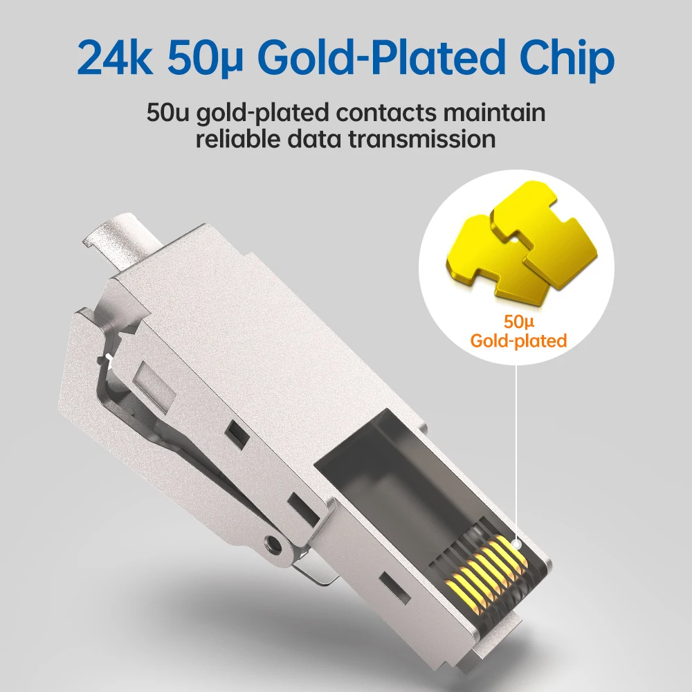 Premium Shielded Zinc Alloy Ethernet Termination Plug (CAT8/CAT7/CAT6A)