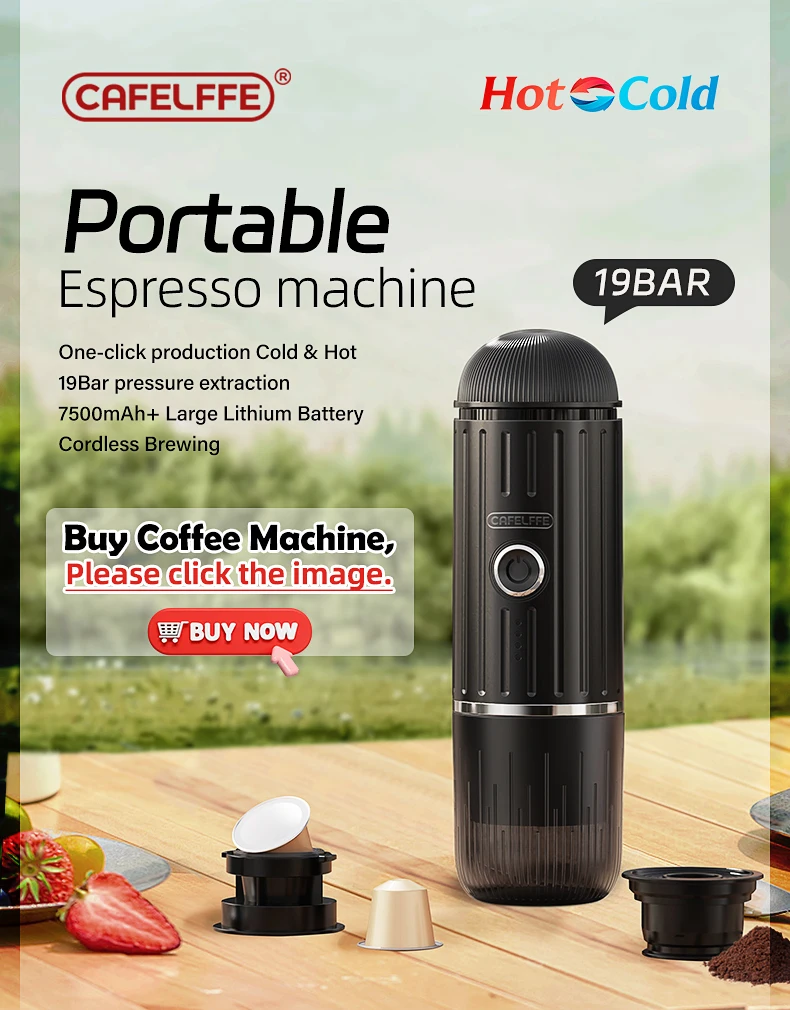 Borsa da viaggio portatile per caffè mostrata in posizione verticale