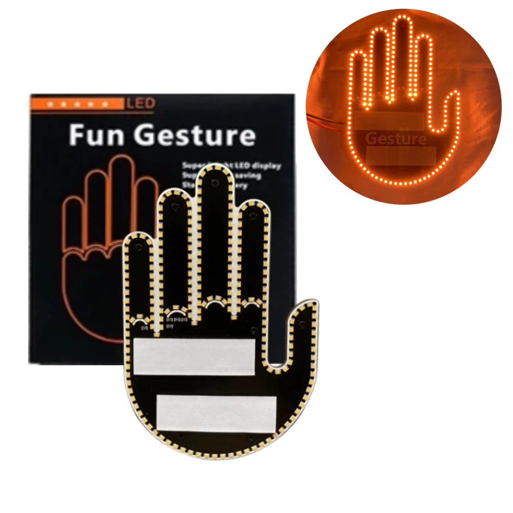 Ctopkatuo Gesture Led Auto, mittelfinger Auto LED Hand