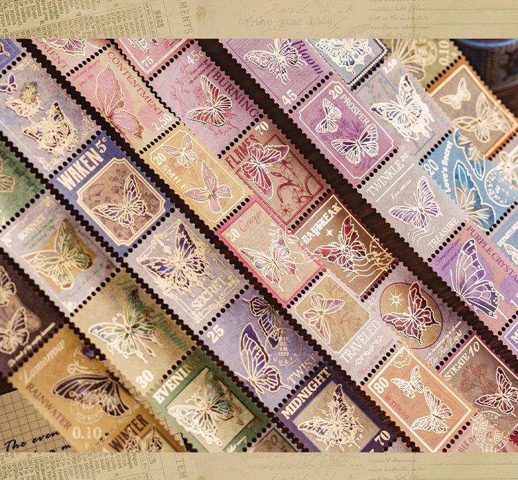 25mm*3m Vintage Briefmarke Stil Washi Tape Dekoratives Tagebuch Album Scrapbooking Material handgemachtes Junk Journal Supplies – Detail 12
