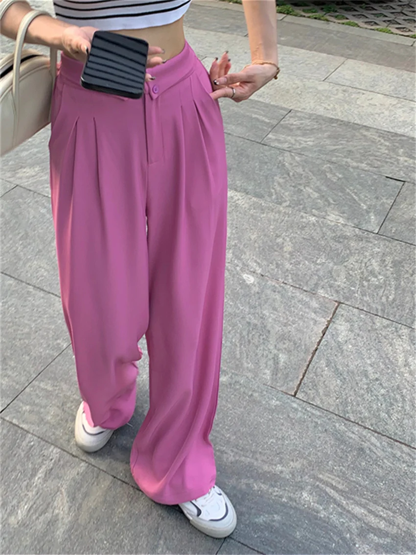 

Летние брюки PLAMTEE, Женские однотонные шикарные свободные рабочие штаны в ленивом стиле, модная новинка 2023, облегающая Уличная Повседневная одежда с широкими штанинами