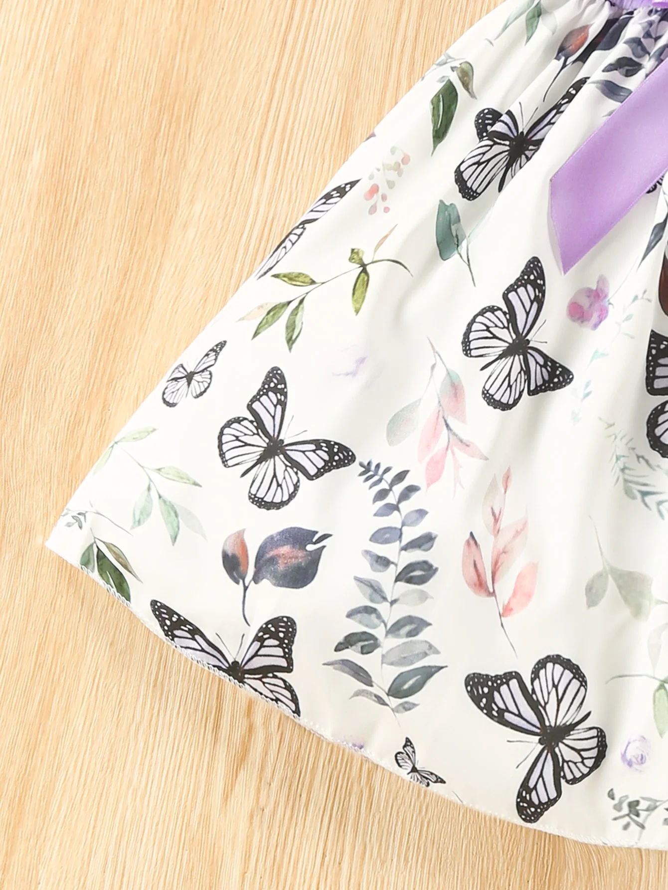 Girls Dress 3-7 Years Old Summer Sweet Casual Ruffled Butterfly Flower Print Party Korean Princess