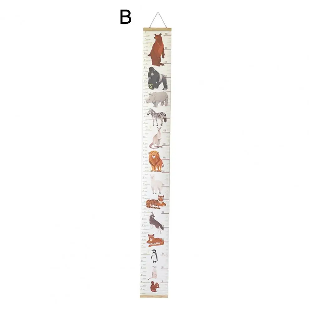 Kids Room Decor Accessory Children's Growth Chart Wall Hanging with Cartoon Animal Print for Boys Girls for Bedroom Wall