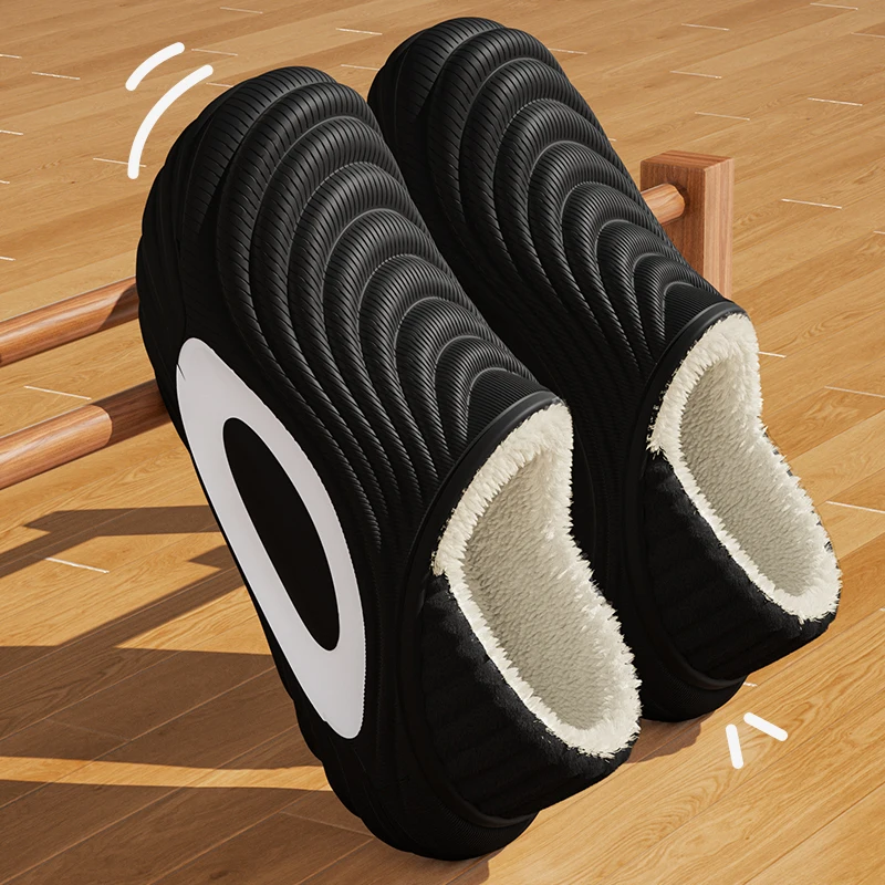 Winter Anti Cold Waterproof EVA Slippers Women Outdoor Indoor Anti Slip Cotton Slippers Woman Comfy Warm Plush Couple Slides