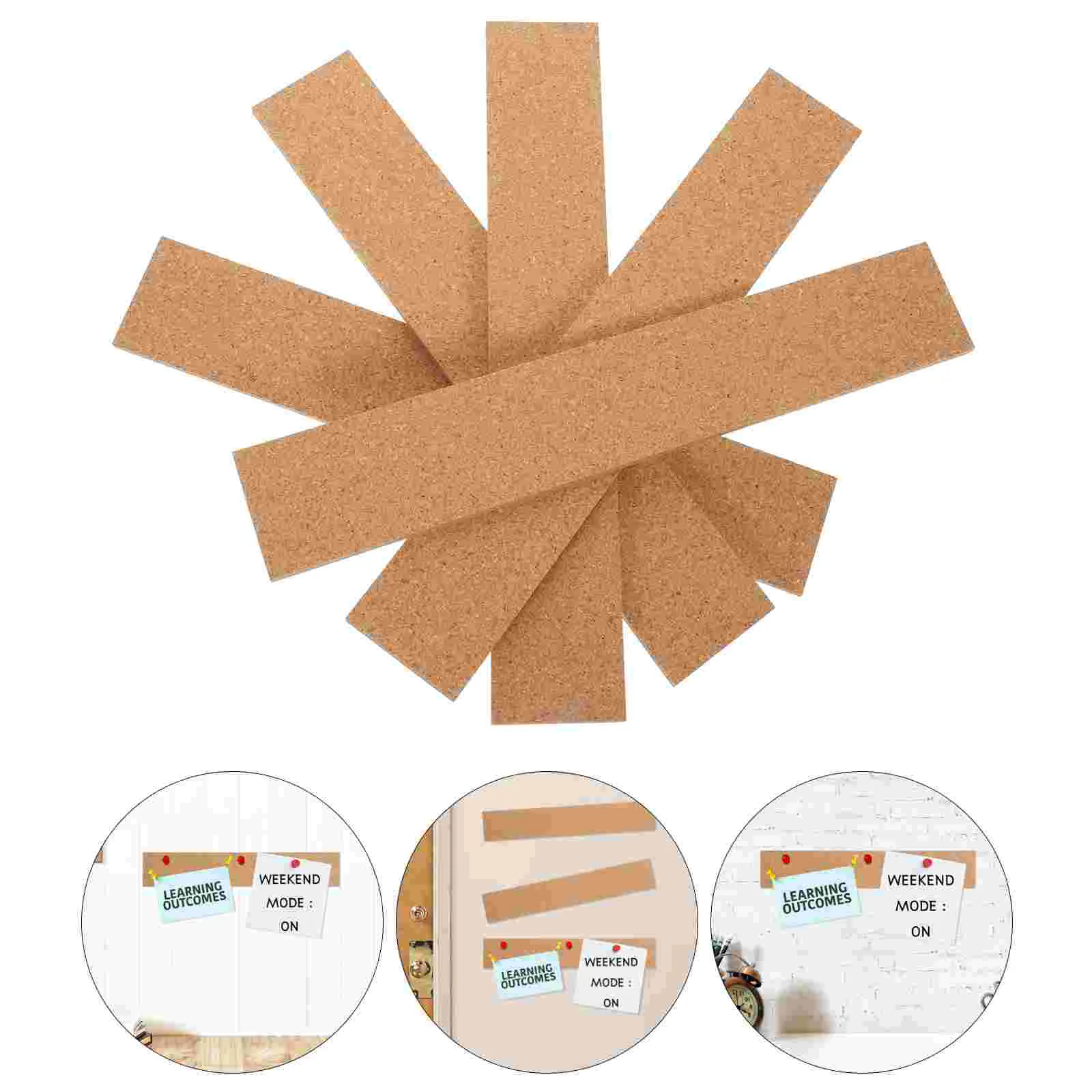 

5 Pcs Cork Board Frameless Bulletin Strip Message Strips Note Thick Boards Wall Tiles Bars Announcement Office