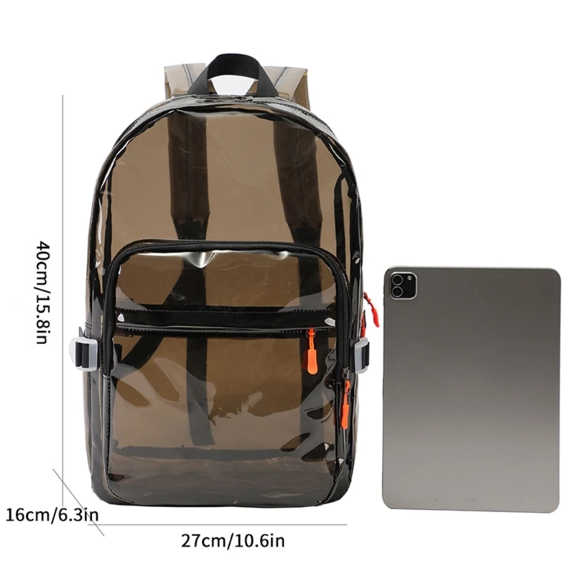 Women PVC Casual Clear Backpack Travel Daypacks Outdoor Laptop School Bag