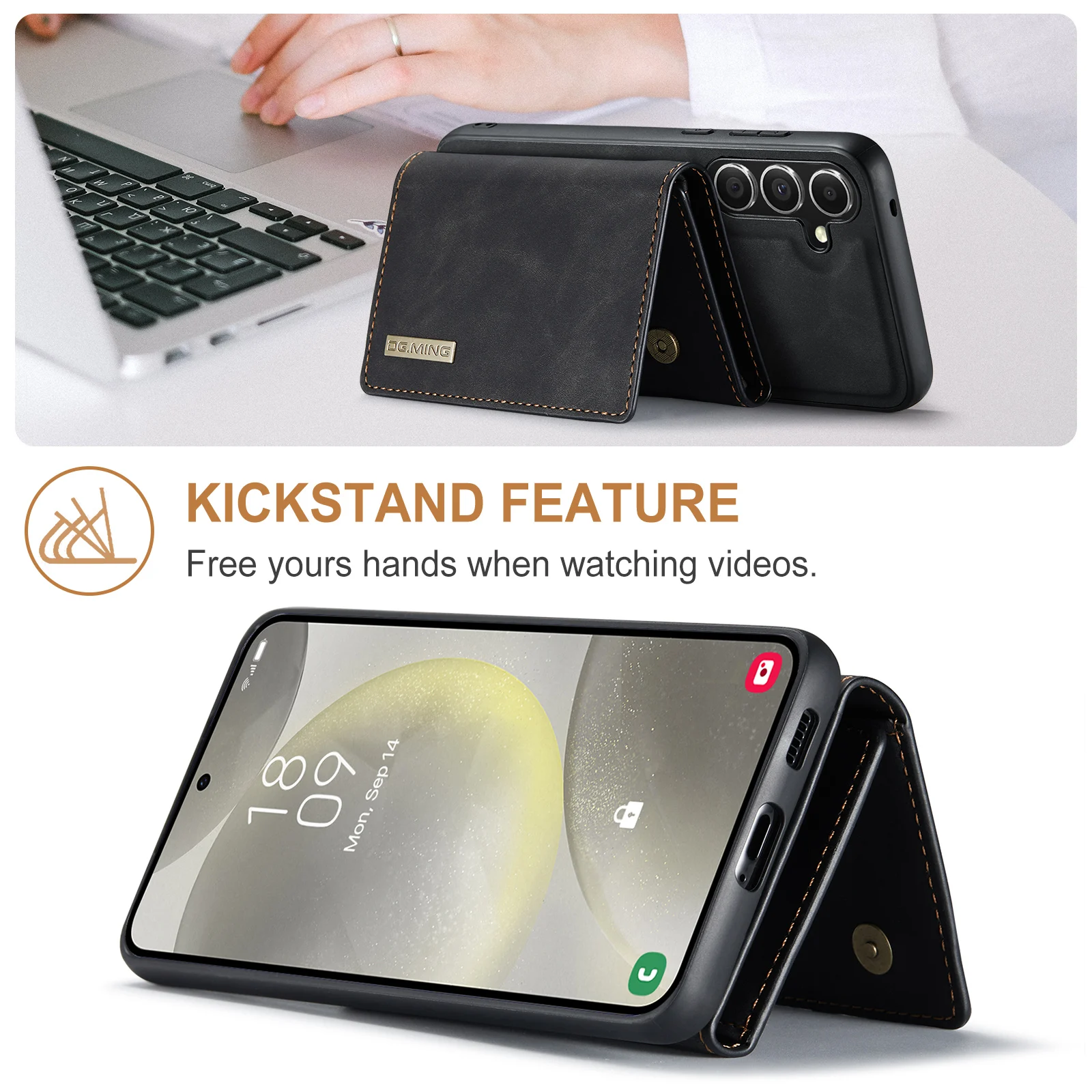 Premium Detachable Leather Magnetic Wallet Case by DG.MING