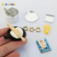 1Set 1/12 Dollhouse Miniature Items Kitchen Utensils Cooking Baking Set Model Rolling Pin Baking Tray DIY Doll House Accessories 1