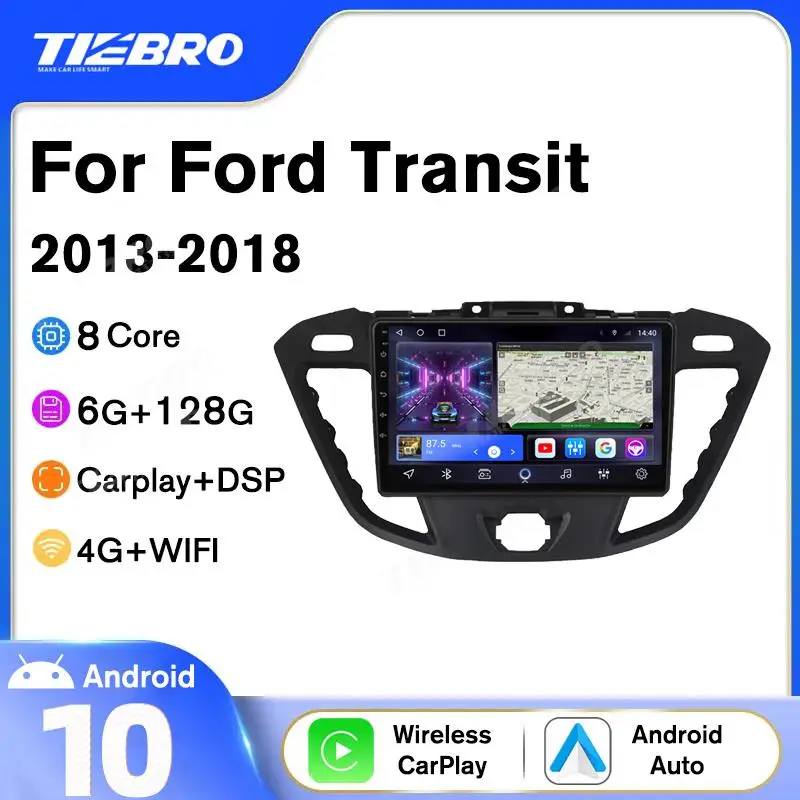 2DIN Android10.0 Car Radio For Ford Transit Custom 2013-2018 Stereo Receiver GPS Navigation Auto Radio Car Multimedia Player IGO