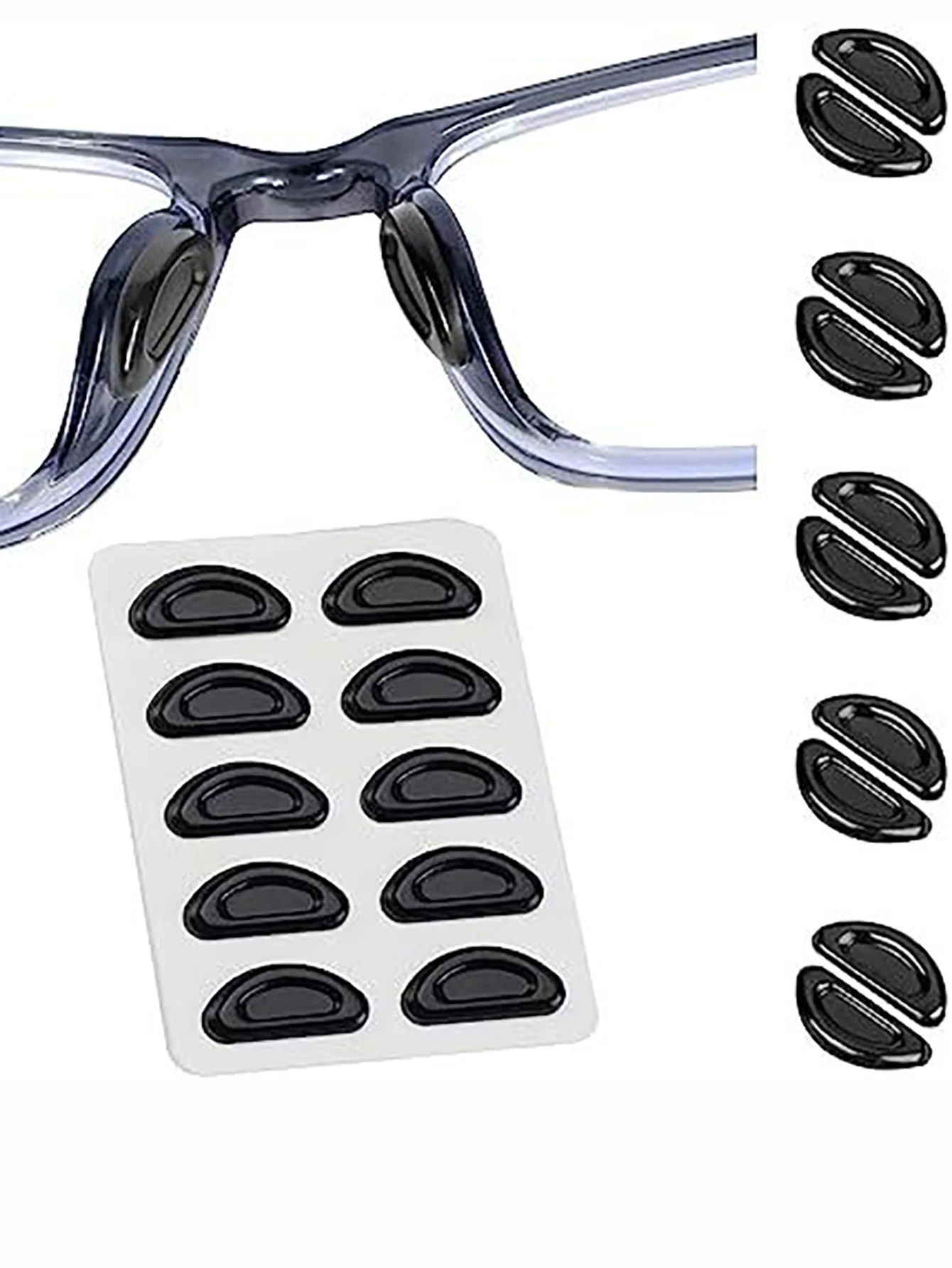 5pairs Eyeglasses Anti Slip Nose Pads Soft Silicone Adhesive Glasses Nose Pads for Plastic Frame Glasses Sunglasses(Black/White) 2
