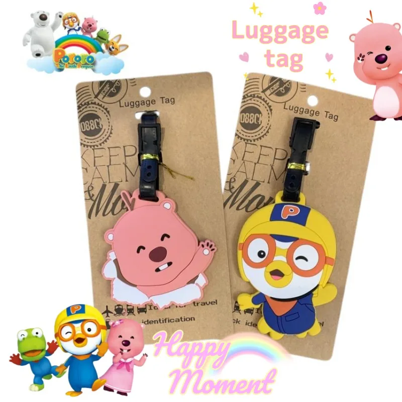 Cute Pororo Loopy Cartoon Character Anti-Loss Luggage Tag and Girly Decorative Pendant