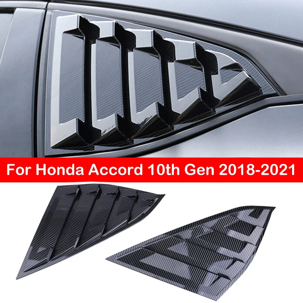 

For Honda Accord 10th Gen 2018-2021 Car Rear Louver Window Side Shutter Cover Trim Sticker Vent Scoop ABS Carbon Accessories