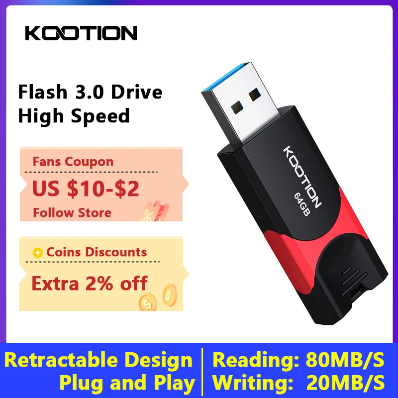 Флэш-накопитель KOOTION U217, 1 шт., 3 шт., 5 шт., флеш-накопитель USB 3,0, 64 ГБ, 128 ГБ, высокоскоростной Флэш-накопитель USB, 256 ГБ, 32 ГБ, флэш-память 1 шт новый оригинальный флэш накопитель флэш память 48kb 6kb 41 avr 20 мгц флэш накопитель 7x7 микроконтроллеры mcus mpus socs