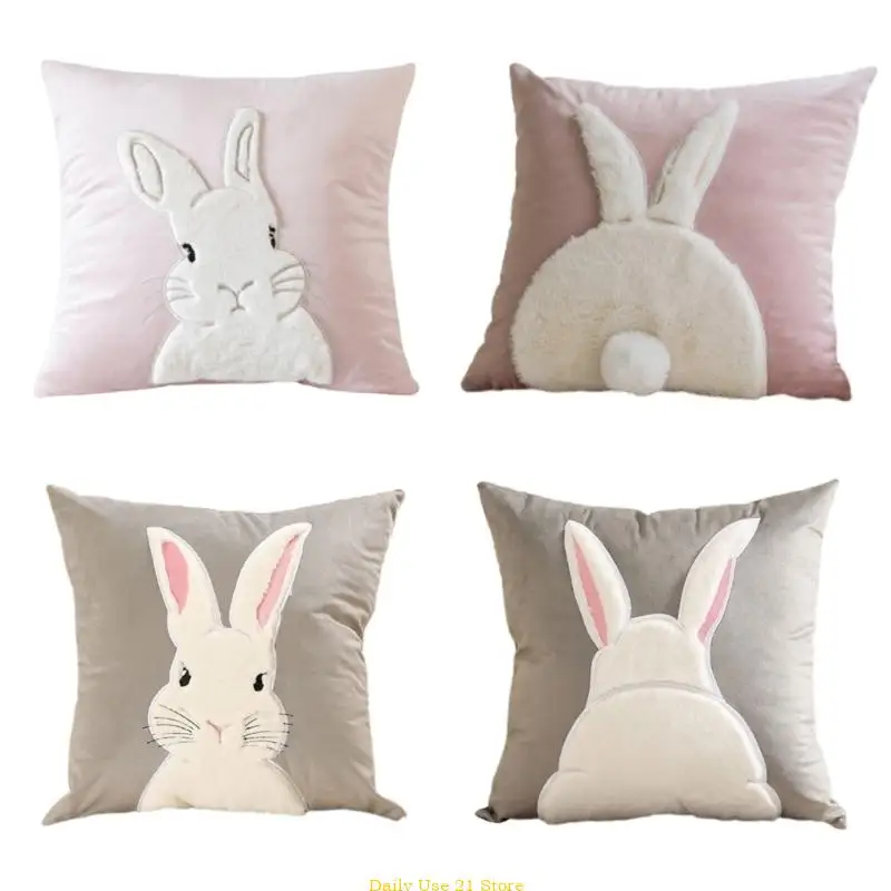 

Easter Pillow Cover 18x18inch Rabbit Pillow Case Cushion Cover Spring Decorations for Home Bedroom Sofa Pillowcase