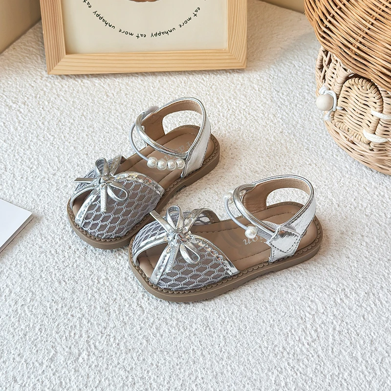 Girls Mesh Leather Sandals Summer Non Slip