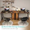 47 inch Computer Desk with 4 Fabric Drawers, Reversible Writing Work Study Desk for Home Office Bedroom, Modern Simple 4