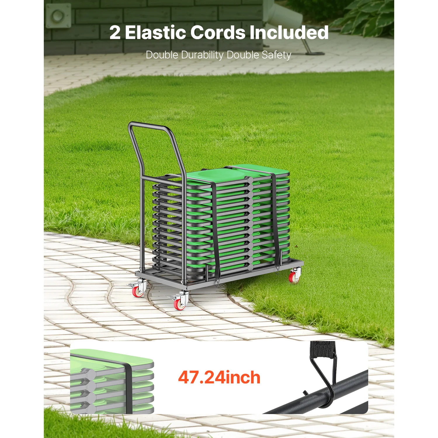 Metal Folding Chair Storage Dolly Cart for 25 Chairs