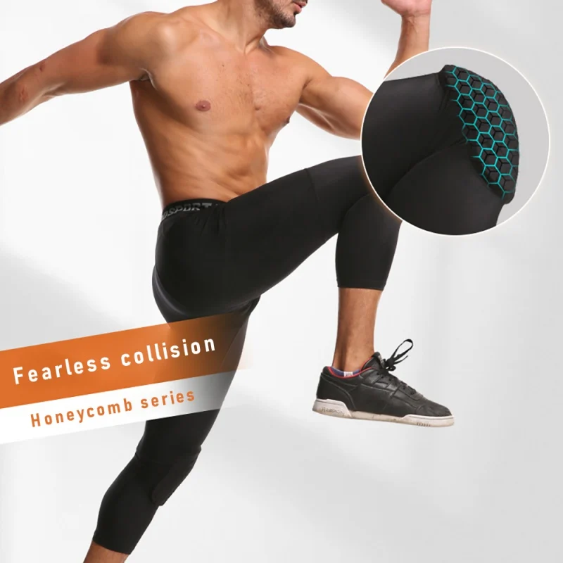 Casual Sports Pants 3/4 Tights Knee Pads Men Running