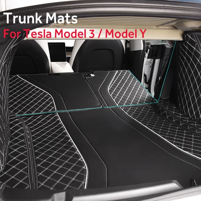 Pour Tesla Model Y 5 Places Revêtements de Sol Tapis de Coffre  Anti-dérapant XPE Tapis En Cuir Toutes Saisons Banquette Arrière Avant  Rangée Tapis protecteur D'espace Utilitaire - AliExpress