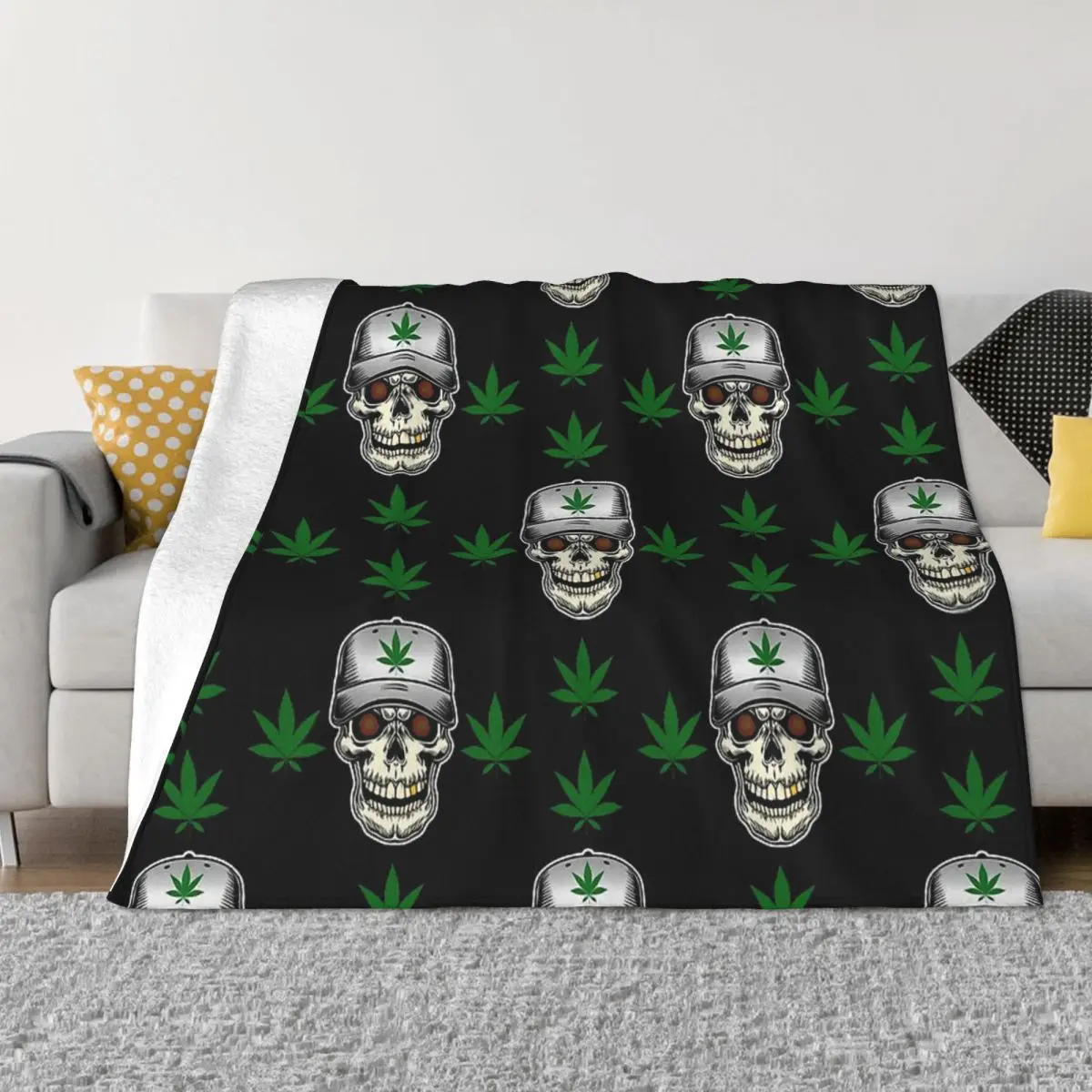 

Sugar Skull Blanket Flannel Decoration Skull Baseball Player Portable Home Bedspread