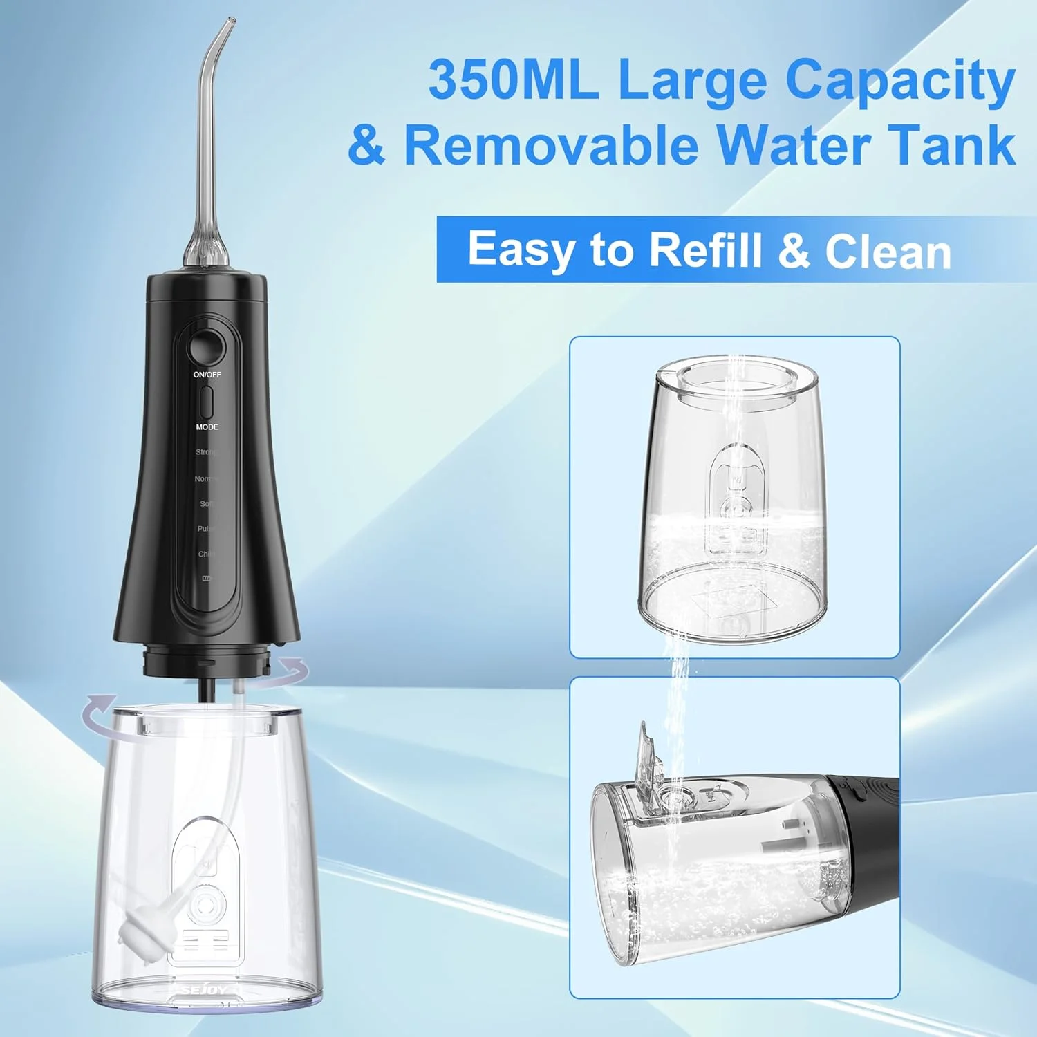 SEJOY Dental Oral lrrigator for Men Women Teeth Cleaner Portable Dental Water Flosser 4 Modes IPX7 Mouth Washing Machine