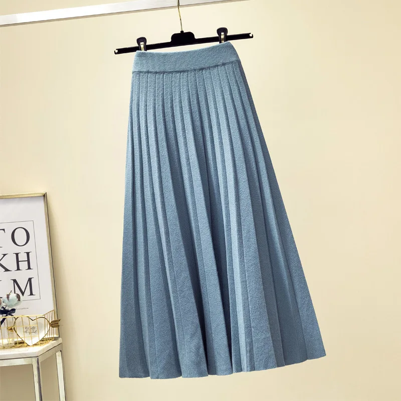 High Waist Knitted Skirt Women's Medium and Long Autumn 2022 New Korean Version of The Skirt High-waisted Thin A-LINE Skirt tennis skirt Skirts