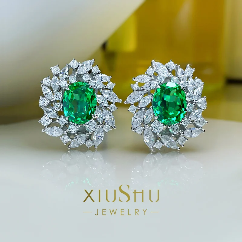 

Серьги Gaoding из серебра 925 пробы с искусственным зеленым турмалином
