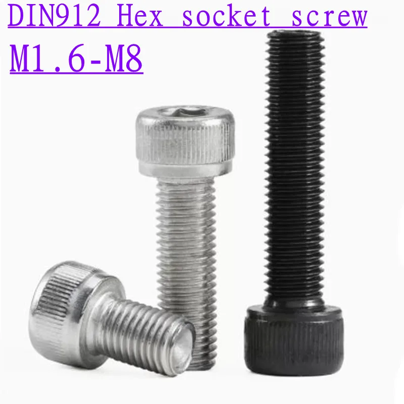 5-100PCS DIN912 m 1,6 m2 m 2,5 m3 m4 m5 m6 m8 304 A2-70 edelstahl 