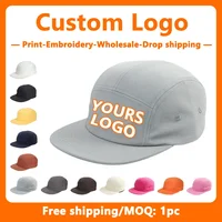 Custom Logo Embroidery 5-panel Cotton Hat for Men and Women Baseball Hats Wholesale Design Print Skateboard Outdoor Camping Cap 1