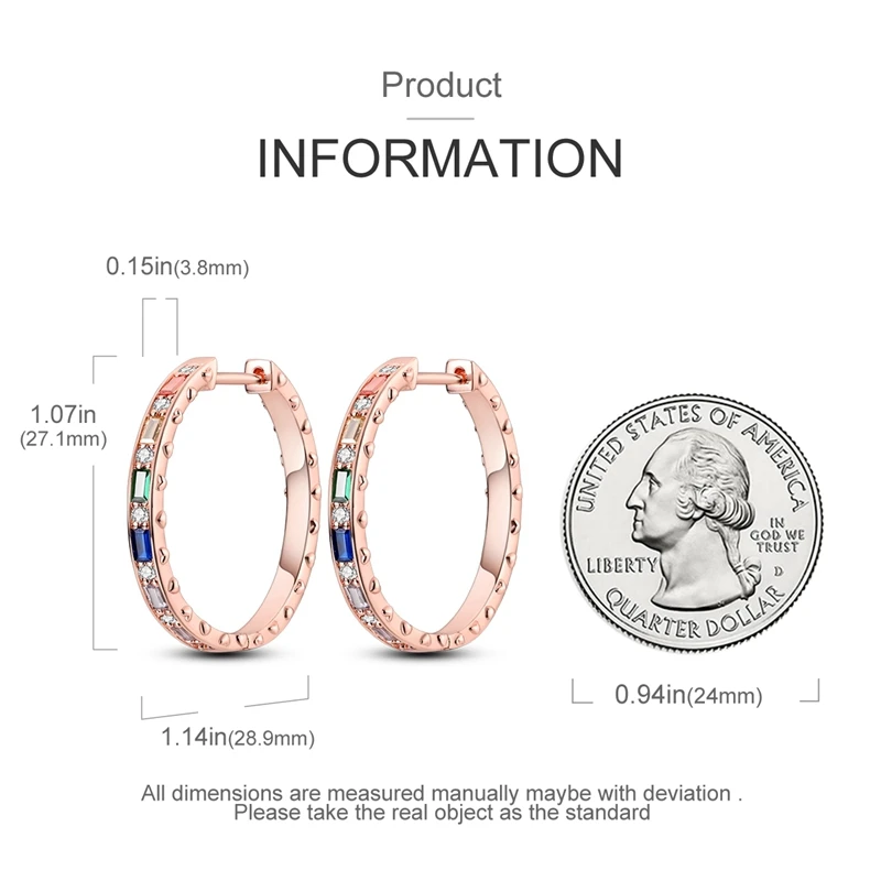 925 Sterling Silver Gold Color Circular Hoop Earrings Golden Earring Fit Original Charms Diy Fine Jewelry For Fashion Women
