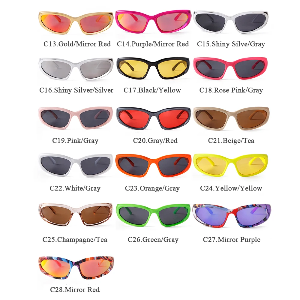 STORY Fashion Y2K Silver Frame Sport Sunglasses Women Men 90s Trendy Mirrored Hot Pink Cycling Mercury Lens Sun Glasses S20891G 6